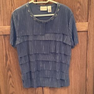 Alfred Dunner Dusty Blue Tiered Blouse